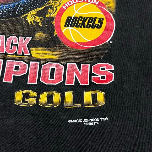 Vintage 90's Houston Rockets Forged In Gold Magic Johnson T Shirts Size XL - Picture 4 of 6